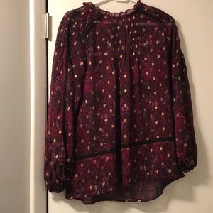 Anthropology burgundy blouse